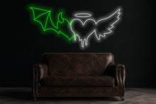 Load image into Gallery viewer, Angel and Devil Neon Sign - Custom Neon Sign, Melting Heart, Angel and Demon, Led Neon Light, Heart Neon Sign, Wall Decor, Valentine's Day Gift