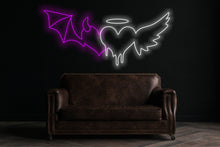 Load image into Gallery viewer, Angel and Devil Neon Sign - Custom Neon Sign, Melting Heart, Angel and Demon, Led Neon Light, Heart Neon Sign, Wall Decor, Valentine's Day Gift