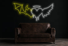 Load image into Gallery viewer, Angel and Devil Neon Sign - Custom Neon Sign, Melting Heart, Angel and Demon, Led Neon Light, Heart Neon Sign, Wall Decor, Valentine's Day Gift