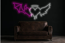 Load image into Gallery viewer, Angel and Devil Neon Sign - Custom Neon Sign, Melting Heart, Angel and Demon, Led Neon Light, Heart Neon Sign, Wall Decor, Valentine's Day Gift