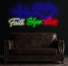 Load image into Gallery viewer, Faith hope love neon sign, custom love neon sign, neon love art, neon love expression, neon love messages, neon love signs for homedecor