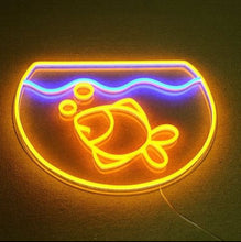 Load image into Gallery viewer, Fish in aquarium neon sign, fish tank led sign, pet shop decor led light, custom pet neon light