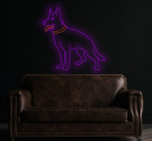 Load image into Gallery viewer, German Shepherd Neon Sign, Dog Led Neon Lights, Animal neon Signs, Nursery Wall Decoration, Puppy Dog Neon Sign Wall Decoration purpule