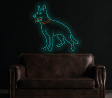 Load image into Gallery viewer, German Shepherd Neon Sign, Dog Led Neon Lights, Animal neon Signs, Nursery Wall Decoration, Puppy Dog Neon Sign Wall Decoration turquoise
