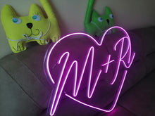 Load image into Gallery viewer, Custom heart initials wedding neon sign - LED neon sign, wedding neon sign
