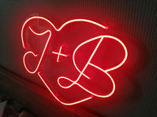Load image into Gallery viewer, Custom heart initials wedding neon sign - LED neon sign, wedding neon sign