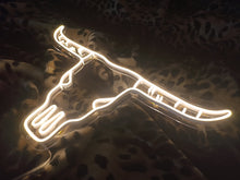 Load image into Gallery viewer, Bull skull neon sign, Bull Horns neon sign, Bull skull light up, Cowboy neon sign, Howdy neon light