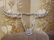 Load image into Gallery viewer, Bull skull neon sign, Bull Horns neon sign, Bull skull light up, Cowboy neon sign, Howdy neon light