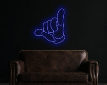Load image into Gallery viewer, Shaka hand neon sign, Hawaii neon decor, Hang Loose Hand Neon sign, Shaka Gesture Neon sign, Surf's Up Hand Neon sign, Aloha Hand Neon sign, Hawaiian Hand Neon sign, Peace Hand Neon sign