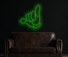 Load image into Gallery viewer, Shaka hand neon sign, Hawaii neon decor, Hang Loose Hand Neon sign, Shaka Gesture Neon sign, Surf's Up Hand Neon sign, Aloha Hand Neon sign, Hawaiian Hand Neon sign, Peace Hand Neon sign