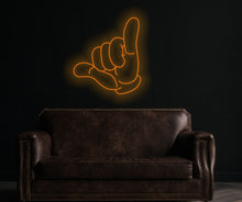 Load image into Gallery viewer, Shaka hand neon sign, Hawaii neon decor, Hang Loose Hand Neon sign, Shaka Gesture Neon sign, Surf's Up Hand Neon sign, Aloha Hand Neon sign, Hawaiian Hand Neon sign, Peace Hand Neon sign