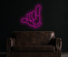 Load image into Gallery viewer, Shaka hand neon sign, Hawaii neon decor, Hang Loose Hand Neon sign, Shaka Gesture Neon sign, Surf's Up Hand Neon sign, Aloha Hand Neon sign, Hawaiian Hand Neon sign, Peace Hand Neon sign