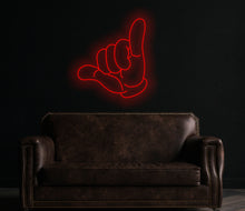 Load image into Gallery viewer, Shaka hand neon sign, Hawaii neon decor, Hang Loose Hand Neon sign, Shaka Gesture Neon sign, Surf's Up Hand Neon sign, Aloha Hand Neon sign, Hawaiian Hand Neon sign, Peace Hand Neon sign
