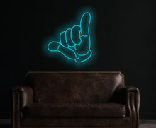 Load image into Gallery viewer, Shaka hand neon sign, Hawaii neon decor, Hang Loose Hand Neon sign, Shaka Gesture Neon sign, Surf's Up Hand Neon sign, Aloha Hand Neon sign, Hawaiian Hand Neon sign, Peace Hand Neon sign