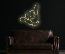 Load image into Gallery viewer, Shaka hand neon sign, Hawaii neon decor, Hang Loose Hand Neon sign, Shaka Gesture Neon sign, Surf's Up Hand Neon sign, Aloha Hand Neon sign, Hawaiian Hand Neon sign, Peace Hand Neon sign