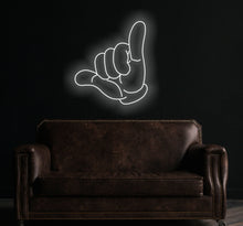 Load image into Gallery viewer, Shaka hand neon sign, Hawaii neon decor, Hang Loose Hand Neon sign, Shaka Gesture Neon sign, Surf's Up Hand Neon sign, Aloha Hand Neon sign, Hawaiian Hand Neon sign, Peace Hand Neon sign