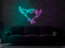 Load image into Gallery viewer, Angel and Devil Neon Sign in heart - Wedding Custom Neon Sign, Angel and Demon