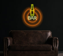 Load image into Gallery viewer, Bar Neon Sign, power button neon sign, Business Logo bar neon sign, Neon Sign Art, Neon Bar Sign