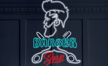 Load image into Gallery viewer, Barbershop neon sign, salon and barbershop led neon sign, salon neon sign, barber neon lights Blue