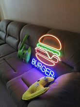 Load image into Gallery viewer, Hamburger Neon Sign, burger neon sign, kitchen Neon Sign neonartUA