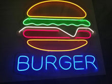 Load image into Gallery viewer, Hamburger Neon Sign, burger neon sign, kitchen Neon Sign neonartUA