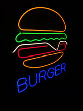 Load image into Gallery viewer, Hamburger Neon Sign, burger neon sign, kitchen Neon Sign neonartUA
