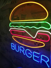 Load image into Gallery viewer, Hamburger Neon Sign, burger neon sign, kitchen Neon Sign neonartUA