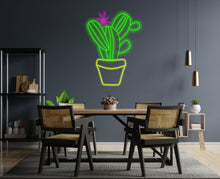 Load image into Gallery viewer, Cactus neon sign, cactus in a pot led light, Cactaceae neon sign