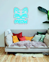 Load image into Gallery viewer, Meow, Kitty Cat - LED neon sign, kids room decor, gift for child neonartUA