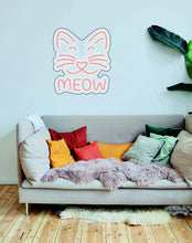 Load image into Gallery viewer, Meow, Kitty Cat - LED neon sign, kids room decor, gift for child neonartUA
