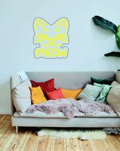 Load image into Gallery viewer, Meow, Kitty Cat - LED neon sign, kids room decor, gift for child neonartUA