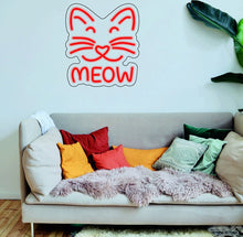 Load image into Gallery viewer, Meow, Kitty Cat - LED neon sign, kids room decor, gift for child neonartUA