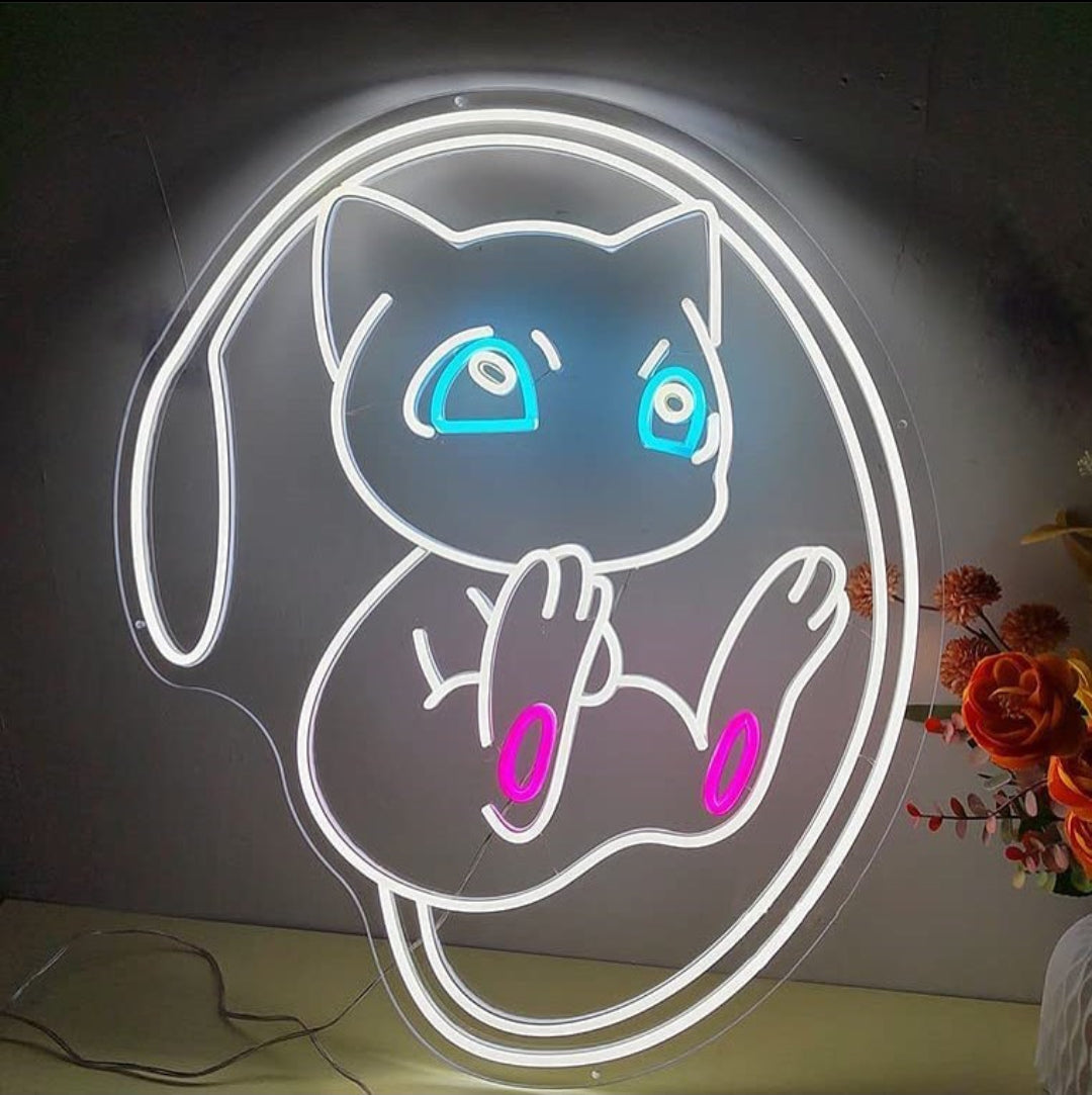 Pokemon mew neon sign cat neon sign anime cat neon sign