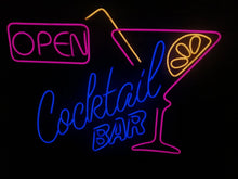 Load image into Gallery viewer, Cocktail bar neon Sign, Neon sign cocktail bar, Neon Bar Signs, open neon sign