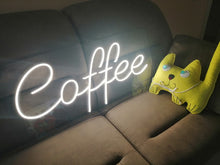 Load image into Gallery viewer, Coffee Neon Sign, custom neon sign, neon coffee lettering, coffee bar decor, Neon coffee sign neonartUA