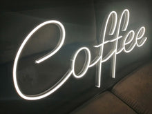 Load image into Gallery viewer, Coffee Neon Sign, custom neon sign, neon coffee lettering, coffee bar decor, Neon coffee sign neonartUA