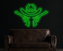 Load image into Gallery viewer, Cowboy Hat Neon Sign, Gifts For Friends, Cowboy Hat With Name Sign, Cowboy Led Neon Sign, Western Light Up, Custom Neon Sign, Personalized,Gun Cowboy Neon Lights,Gaming Room Decor