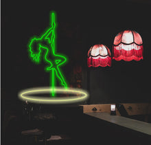 Load image into Gallery viewer, Woman on Pole neon sign, girl on Pole neon sign Stripper Dancer neon sign, Pub sign, Club sign wall decor, LED Neon Sign