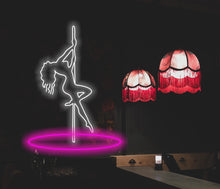 Load image into Gallery viewer, Woman on Pole neon sign, girl on Pole neon sign Stripper Dancer neon sign, Pub sign, Club sign wall decor, LED Neon Sign
