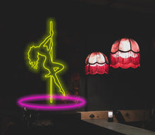 Load image into Gallery viewer, Woman on Pole neon sign, girl on Pole neon sign Stripper Dancer neon sign, Pub sign, Club sign wall decor, LED Neon Sign