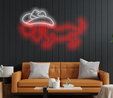 Load image into Gallery viewer, Dog neon sign, Dog in the cowboy hat neon sign, Custom Neon Sign, Personalized Animal Logo, Colorful Wall Decor, Unique Birthday Gift, Kids Room Decor, Gift For Him / Her