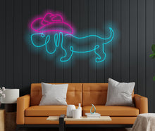 Load image into Gallery viewer, Dog neon sign, Dog in the cowboy hat neon sign, Custom Neon Sign, Personalized Animal Logo, Colorful Wall Decor, Unique Birthday Gift, Kids Room Decor, Gift For Him / Her
