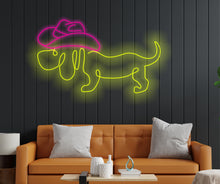 Load image into Gallery viewer, Dog neon sign, Dog in the cowboy hat neon sign, Custom Neon Sign, Personalized Animal Logo, Colorful Wall Decor, Unique Birthday Gift, Kids Room Decor, Gift For Him / Her