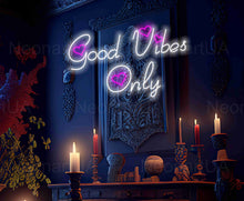 Load image into Gallery viewer, Good vibes only neon sign, Good vibes only neon light sign, Good vibes only led sign, Good vibes only sign, Neon sign bedroom, Led neon sign
