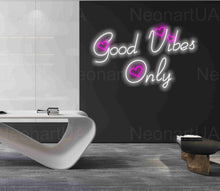 Load image into Gallery viewer, Good vibes only neon sign, Good vibes only neon light sign, Good vibes only led sign, Good vibes only sign, Neon sign bedroom, Led neon sign