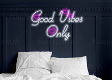 Load image into Gallery viewer, Good vibes only neon sign, Good vibes only neon light sign, Good vibes only led sign, Good vibes only sign, Neon sign bedroom, Led neon sign