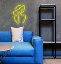 Load image into Gallery viewer, woman in a hat neon sign, Hat on female face Neon Sign, Custom Woman Nude Line Art, female body neon sign