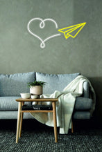 Load image into Gallery viewer, Paper Heart Airplane, Plane with a Heart Neon Led light Sign neonartUA