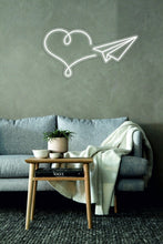 Load image into Gallery viewer, Paper Heart Airplane, Plane with a Heart Neon Led light Sign neonartUA