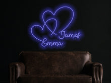 Load image into Gallery viewer, Hearts wedding neon sign, Double Heart Neon Signs, Custom heart Neon Sign, Twin Heart LED Neon Sign, Wedding Party Decor Sign, Bedroom Desktop Neon Decor, Gift Apartment Decor